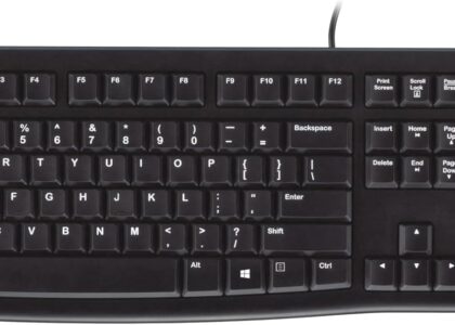 Logitech K120 Wired Keyboard for Windows, Plug and Play, Full-Size, Spill-Resistant, Curved Space Bar, Compatible with PC, Laptop – Black