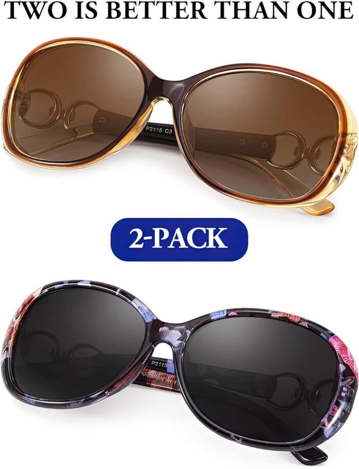 FIMILU 2 Pack Polarized Sunglasses for Women Retro Stylish Jackie O Sunglasses UV400 Protection for Outdoors - Image 4