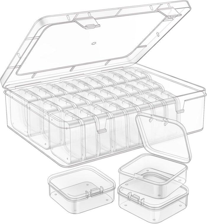 Mathtoxyz Bead Organizer Box, 31Pcs Small Bead Organizers and Storage Plastic Cases Mini Clear Bead Storage Containers Boxes with Hinged Lid and Rectangle for Bracelet Making DIY Jewelry Craft Nail - Image 2