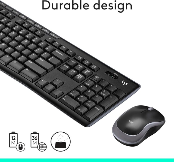 Logitech MK270 Wireless Keyboard And Mouse Combo For Windows, 2.4 GHz Wireless, Compact Mouse, 8 Multimedia And Shortcut Keys, For PC, Laptop - Black - Image 7