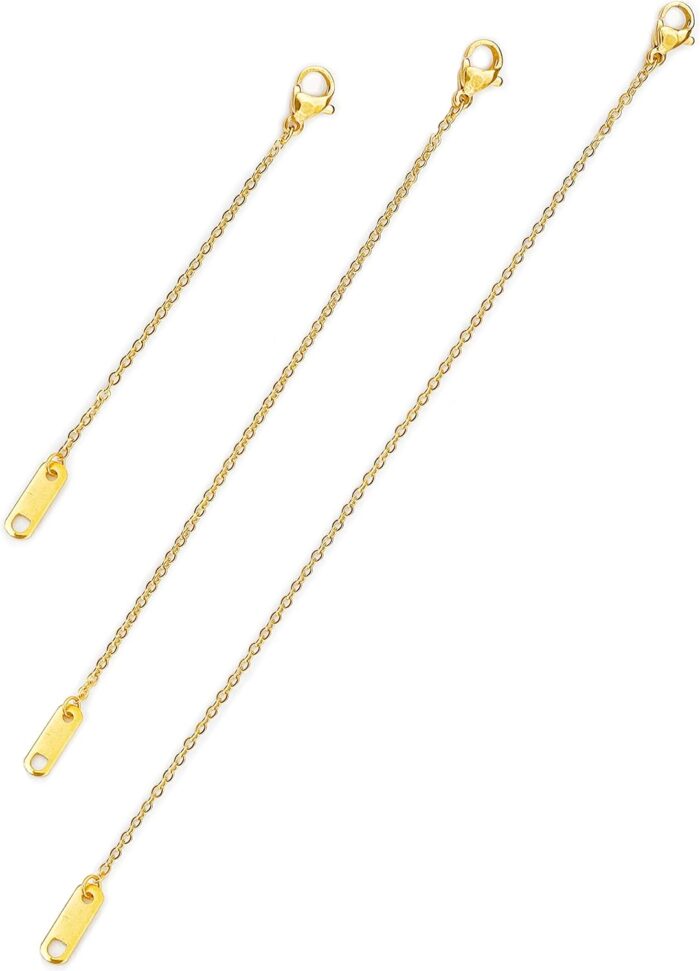 Altitude Boutique 18k Gold Plated Necklace Extenders Delicate Necklace Extender Chain Set for Women 3 Piece Set, Extensions 2", 4", 6" Inches Hypoallergenic in Gold, Rose Gold, or Silver - Image 2