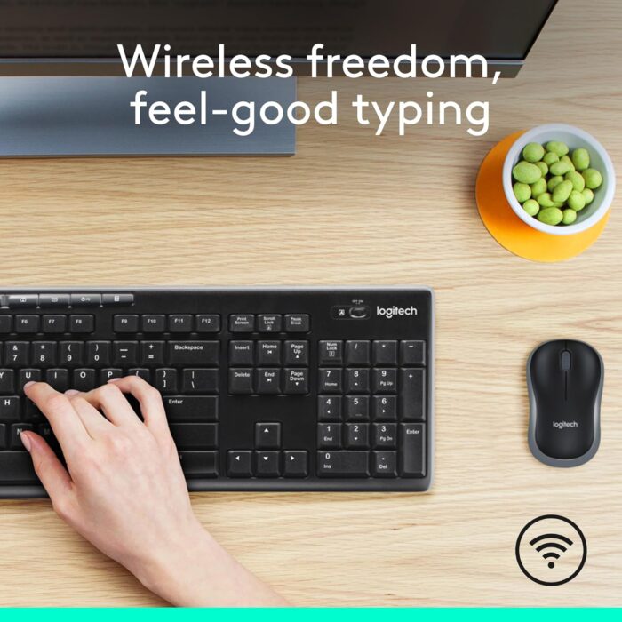 Logitech MK270 Wireless Keyboard And Mouse Combo For Windows, 2.4 GHz Wireless, Compact Mouse, 8 Multimedia And Shortcut Keys, For PC, Laptop - Black - Image 3