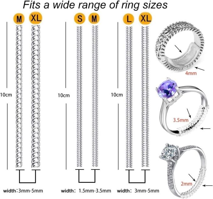 Ring Size Adjuster for Loose Rings, Eiito Ring Sizers Ring Spacers or Ring Tightener - Invisible Ring Guards - 6 Sizes Fitter, Resizer Fit Almost Any Size Rings - Image 3