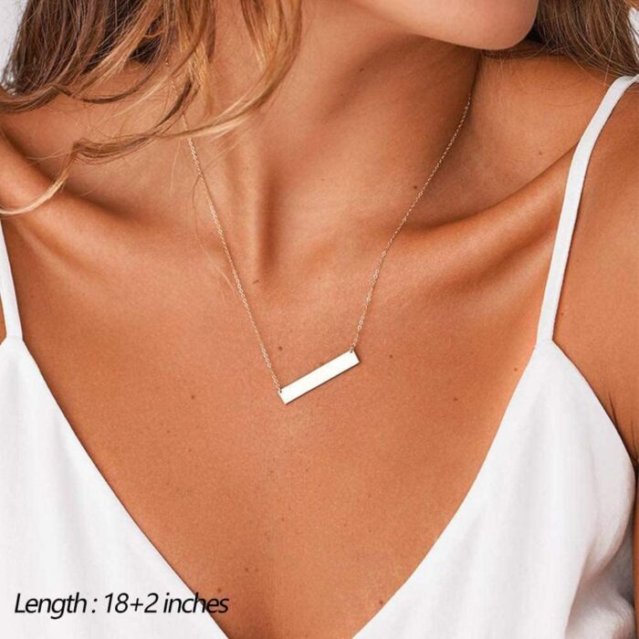 Turandoss Dainty Layered Choker Necklace, Handmade 14K Gold Plated Y Pendant Necklace Multilayer Bar Disc Necklace Adjustable Layering Choker Necklaces for Women - Image 5