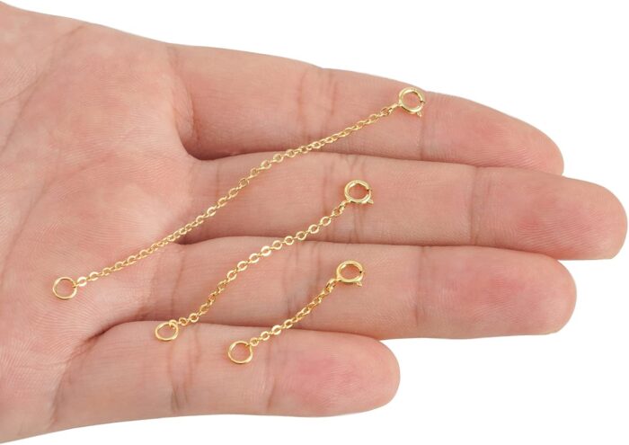 Gold Necklace Extenders 14k Gold Plated Extender Chain 925 Sterling Silver Extension Bracelet Extender Gold Chain Extenders for Necklaces 3 Pcs (1 2 3 Inch)(Gold) - Image 9