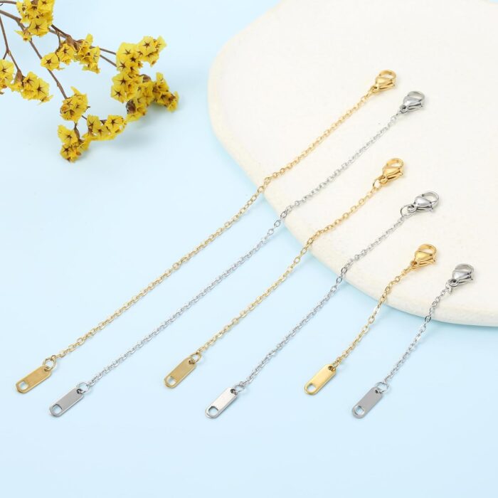 KOPOX 6 Pcs Gold and Silver Plated Necklace Extenders for Necklaces, 2", 4", 6" Delicate Necklace Extender Chain Set for Women Jewelry Making - Image 4