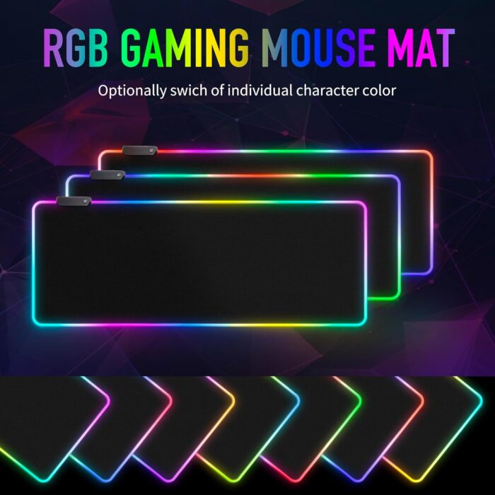 Large RGB Gaming Mouse Pad -15 Light Modes Touch Control Extended Soft Computer Keyboard Mat Non-Slip Rubber Base for Gamer Esports Pros 31.5X11.8 - Image 4