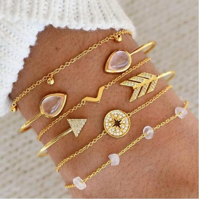 NEWITIN 69 Pieces Gold Jewelry Set for Women Fashion Costume Jewelry Gold Plated Necklace Bracelet Gold Earrings Set for Women - Image 7