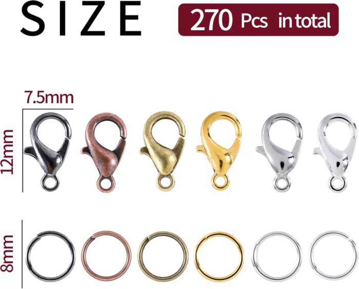 Lobster Claw Clasps and Open Jump Rings Set, 6 Colors Lobster Clasps for Jewelry Making, Keychains and Bracelet - Image 3