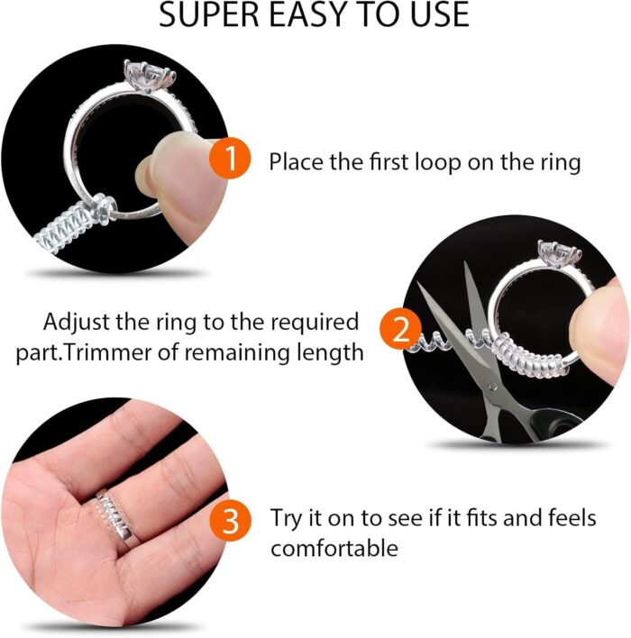 Ring Size Adjuster for Loose Rings, Eiito Ring Sizers Ring Spacers or Ring Tightener - Invisible Ring Guards - 6 Sizes Fitter, Resizer Fit Almost Any Size Rings - Image 4