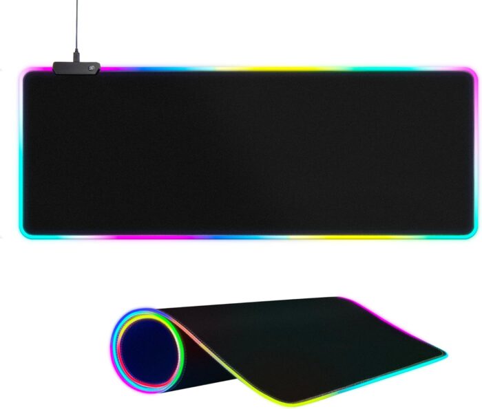 Large RGB Gaming Mouse Pad -15 Light Modes Touch Control Extended Soft Computer Keyboard Mat Non-Slip Rubber Base for Gamer Esports Pros 31.5X11.8 - Image 2