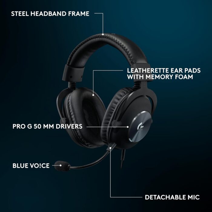 Logitech G Pro X SE Wired Gaming Headset: Blue VO!CE Detachable Boom Mic, DTS 7.1, 50 mm Drivers, USB/3.5mm Aux, USB DAC Included, for PC, Xbox, PS5, PS4 - Black - G Pro X SE Wired Gaming Headset - Image 9