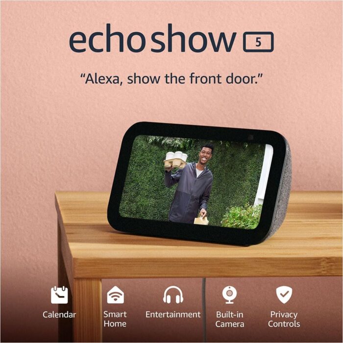 Amazon Echo Show 5 (newest model), Smart display with 2x the bass and clearer sound, Charcoal - Image 2