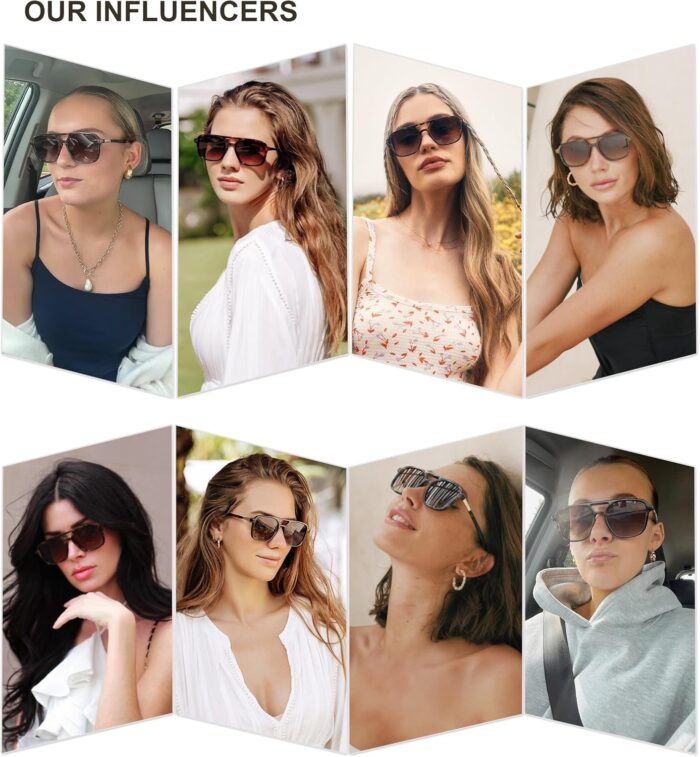 SOJOS Retro Aviator Sunglasses for Women Men,Trendy Rectangle Womens Mens Shades Sun Glasses SJ2202 - Image 5