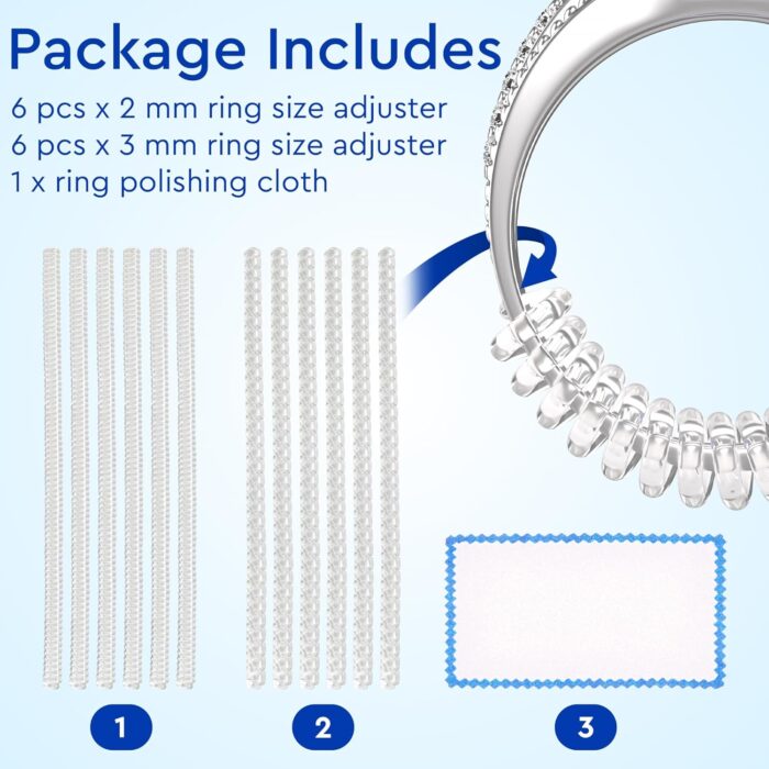 Ring Sizer Adjuster for Loose Rings - 12 Pack, Guards, Spacers & Tighteners, Fits Bands Up to 6mm, Reduces Size by 0.5-1.5, Invisible Design for Women & Men by 5 STARS UNITED - Image 3