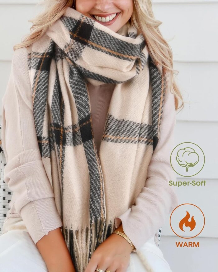 FURTALK Winter Scarf for Women Shawl Cashmere Feel Tassel Plaid Large Oversized Scarves Wraps - Image 3