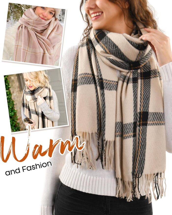 FURTALK Winter Scarf for Women Shawl Cashmere Feel Tassel Plaid Large Oversized Scarves Wraps - Image 5